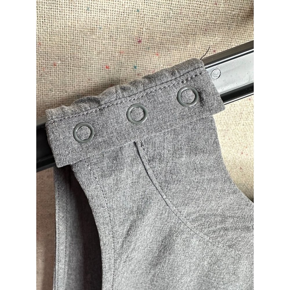 Romper Womens Gray Sleeveless Elastic Waist Tie Snap Top Pockets One Piece Large - Picture 8 of 8